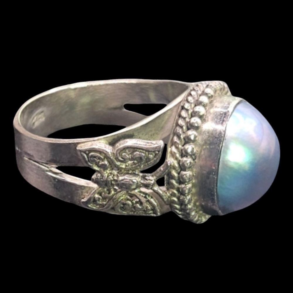 Blue Mabe Pearl Ring - Picture 4 of 11